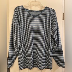 Women’s Striped Shades of Blue Knit Pullover